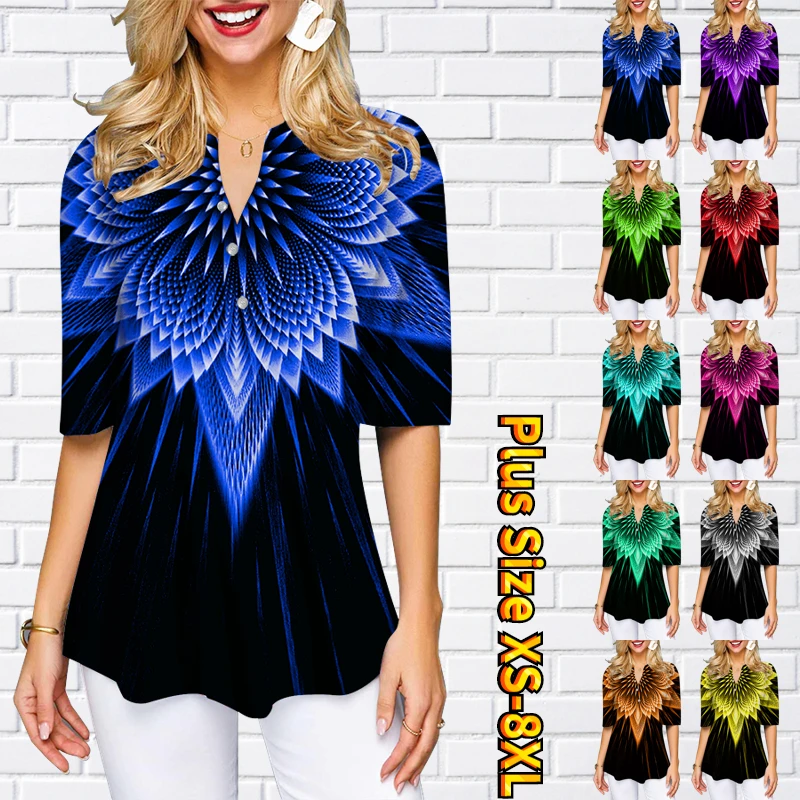 

Женский Свободный Топ для отдыха, элегантный женский летний Повседневный Модный пуловер, классическая женская футболка с рукавом до локтя и пуговицами, 2023