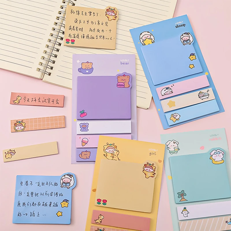 

Cartoon Multi-function Memo Pads Simple Sticky Scrapbook Sticker School Supplies Post Notes Office Stationery 80 Sheets
