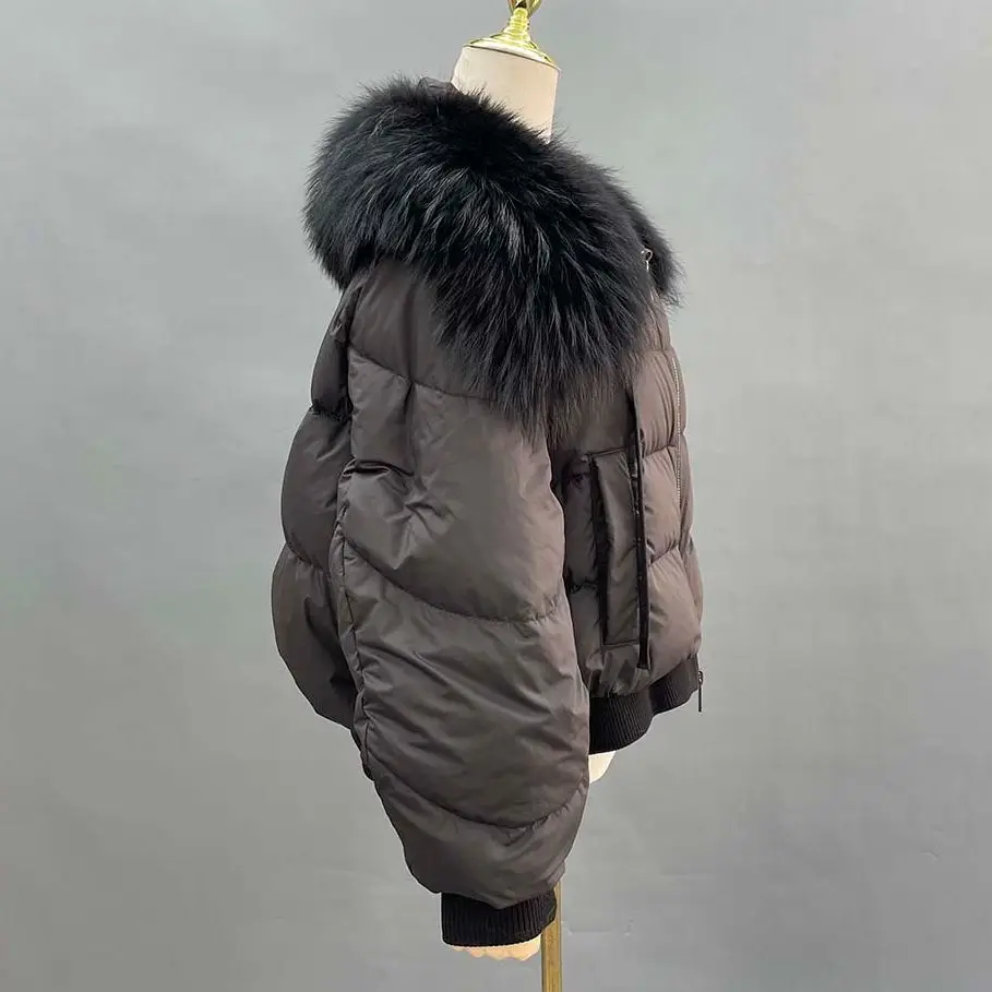 JANEFUR Goose Down Coats with Real Raccoon Fur Collar 2023 Fashion Warm Female Winter Jacket Promotion enlarge