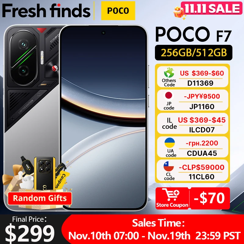 Фото 【Мировая премьера】POCO F7 5G, глобальная версия, 6,83 дюйма, AMOLED-дисплей 120 Гц, Snapdragon ®   Камера 8s Gen 4, 50 МП с OIS, 90 Вт HyperCharg №1