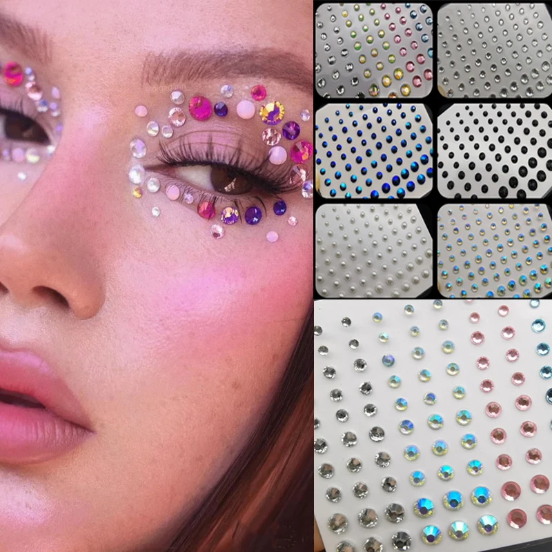 

Face Body Colored Diamonds Party Festival Decoration Stickers Self Adhesive Mixed Size Eye Shadow Diamonds Fake Tattoos Sticker