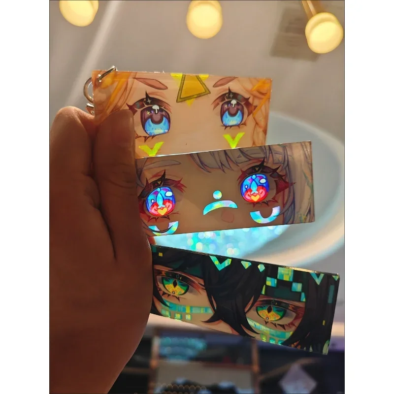 Фото Набор из 3 штук: Игровые акриловые брелоки-карты Kinich Turnfire Hunt Kachina Mualani Eyes Pupil of The Sky, высококачественные, с отражающимся эффектом. №3