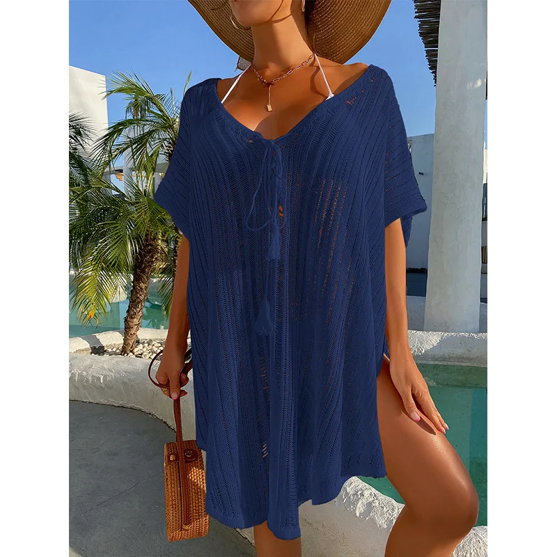 

Hollow out Knitted Swimsuit Beach Kaftan Dress Women Sarong Cover-Ups Bathing Suit Wear Tunic Beach Pareo