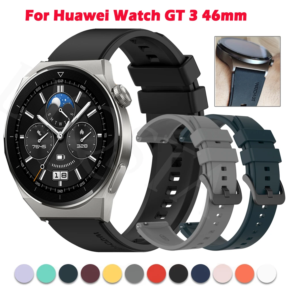 

22mm Watchband Strap For Huawei Watch GT3 GT 3 Pro 46mm Band Sport Official Silicone Replaceable Bracelet GT 2 GT2 Pro 46mm