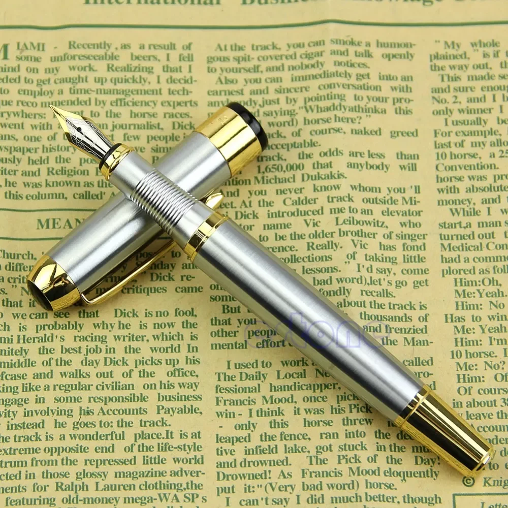 

Chic Jinhao 250 Fountain Pen Golden And Silver M Nib NEW