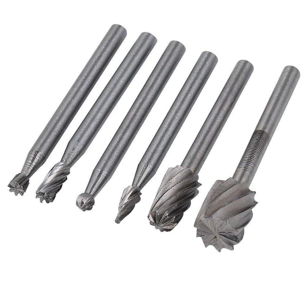 

6PCS HSS Rotary Multi Tool Burr Routing Router Bit Mill Cutter Engraving Abrasive Tools Metalworking Milling Polishing