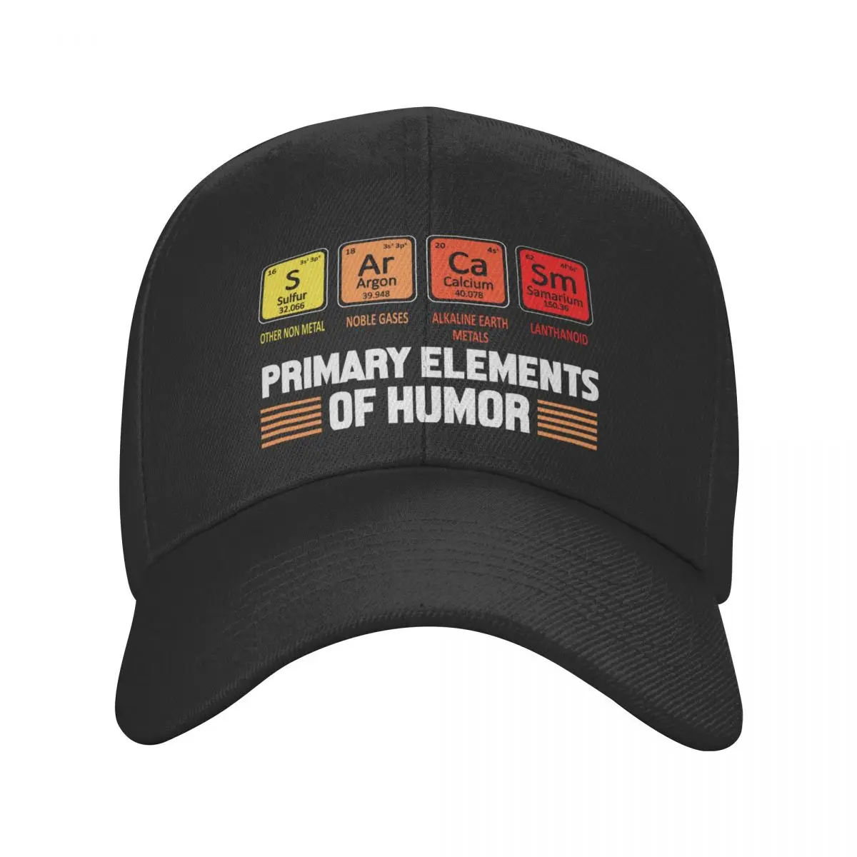 

New Primary Elements Of Humor Science Sarcasm Baseball Cap Men Women Breathable S Ar Ca Sm Periodic Table Dad Hat Sport