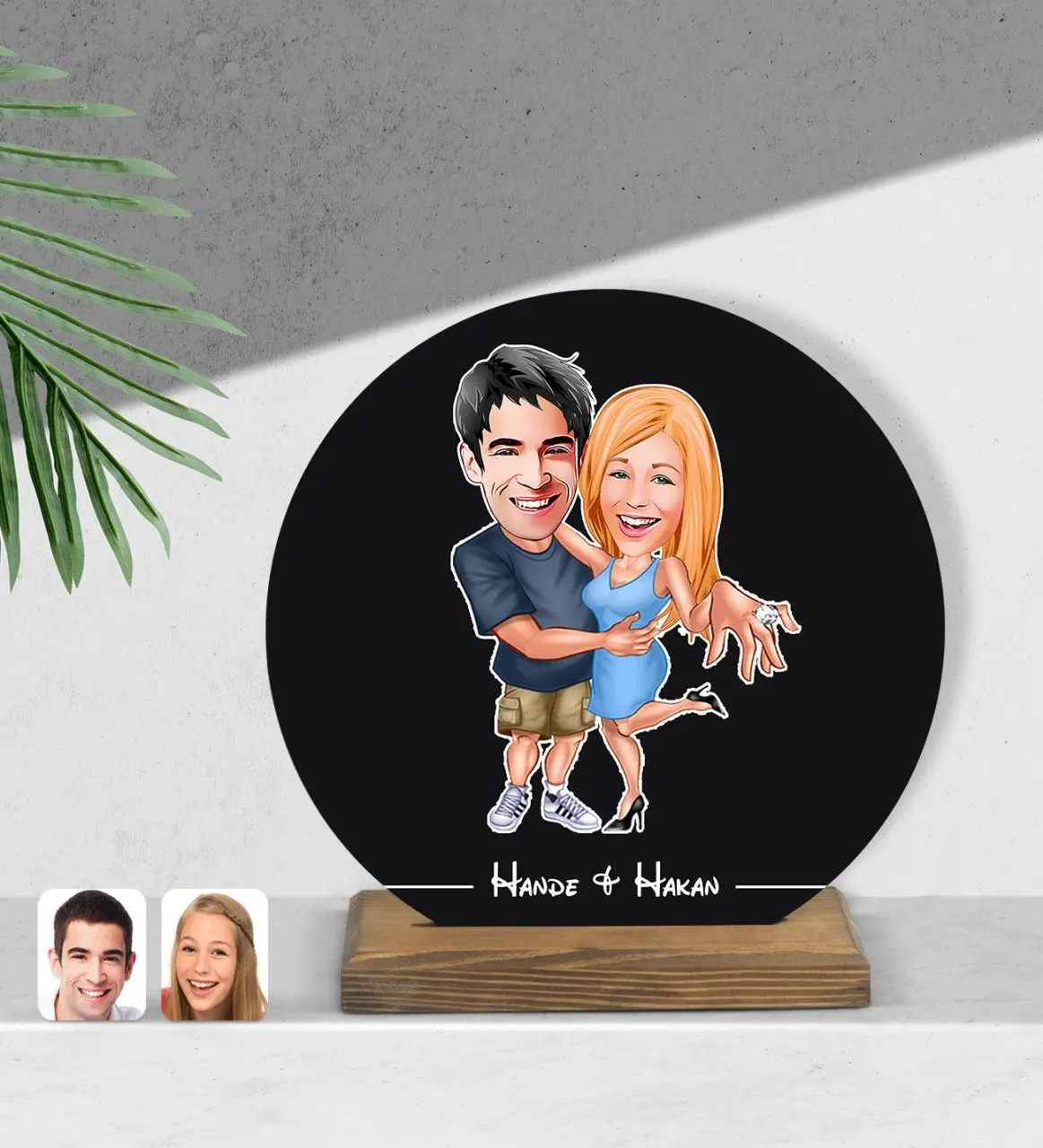 

Personalized valentines cartoon round wooden Biblo-14