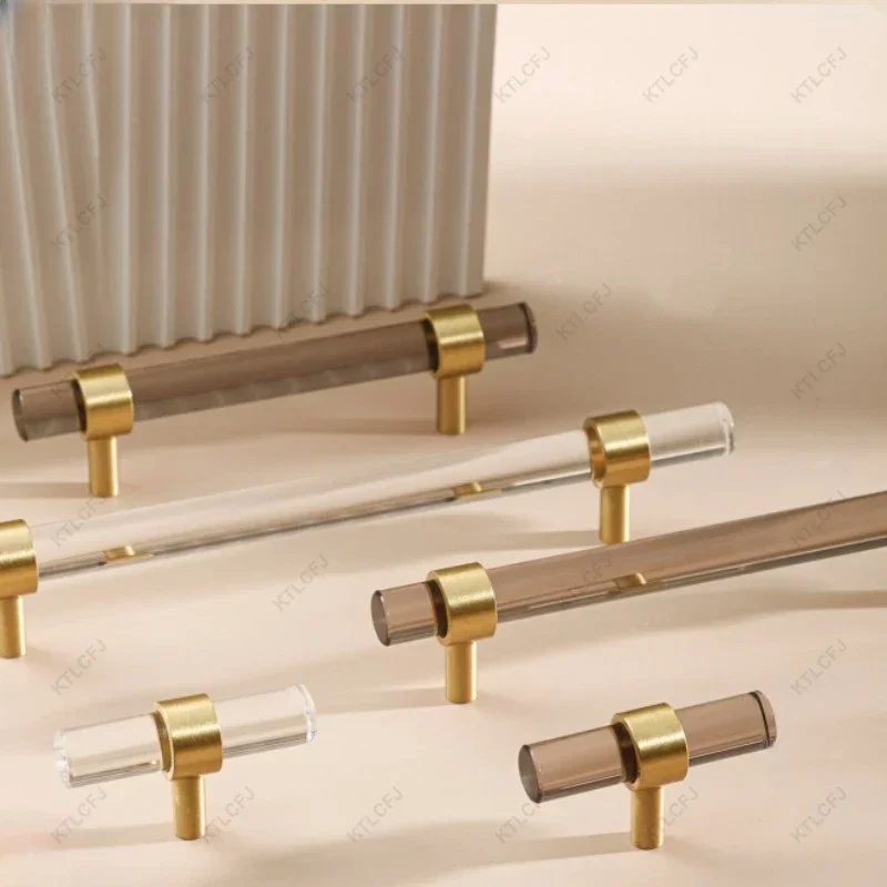 Современная роскошная акриловая ручка прозрачная/черная для шкафа ящика