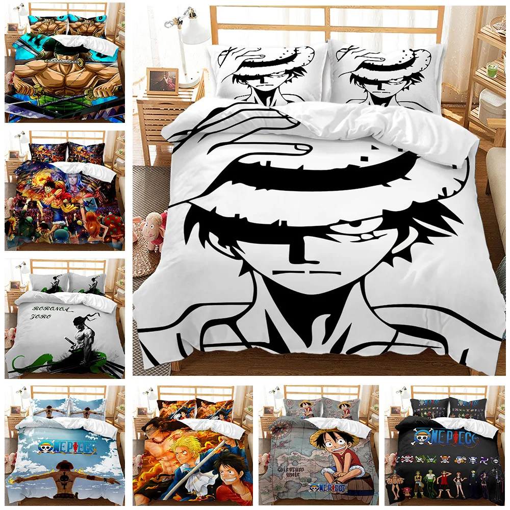 Комплект постельного белья с персонажами аниме для декора комнаты: одеяло-чехол King, Queen, Double, Twin размеров для взрослых поклонников японских мультфильмов.