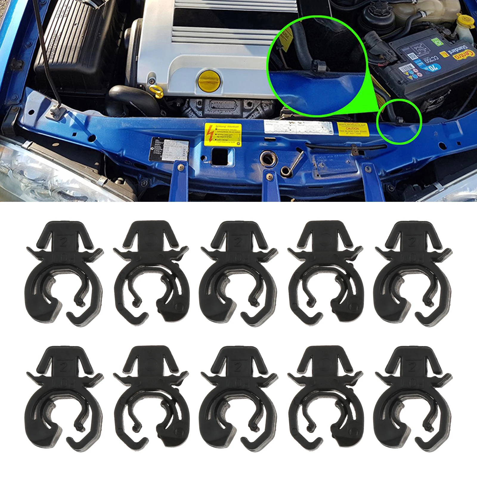 

10Pcs Bonnet Rod Hood Support Prop Stay Clips Plastic Holder Clamp for Vauxhall Cascada Vectra A Opel Astra G Combo Tigra Black