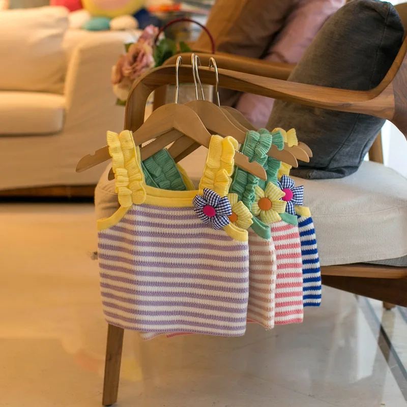

Newborn Baby Vest for Girl Spring Autumn Kids Toddler Knit Outwear Floral Striped Pullovers Children Tops Clothing