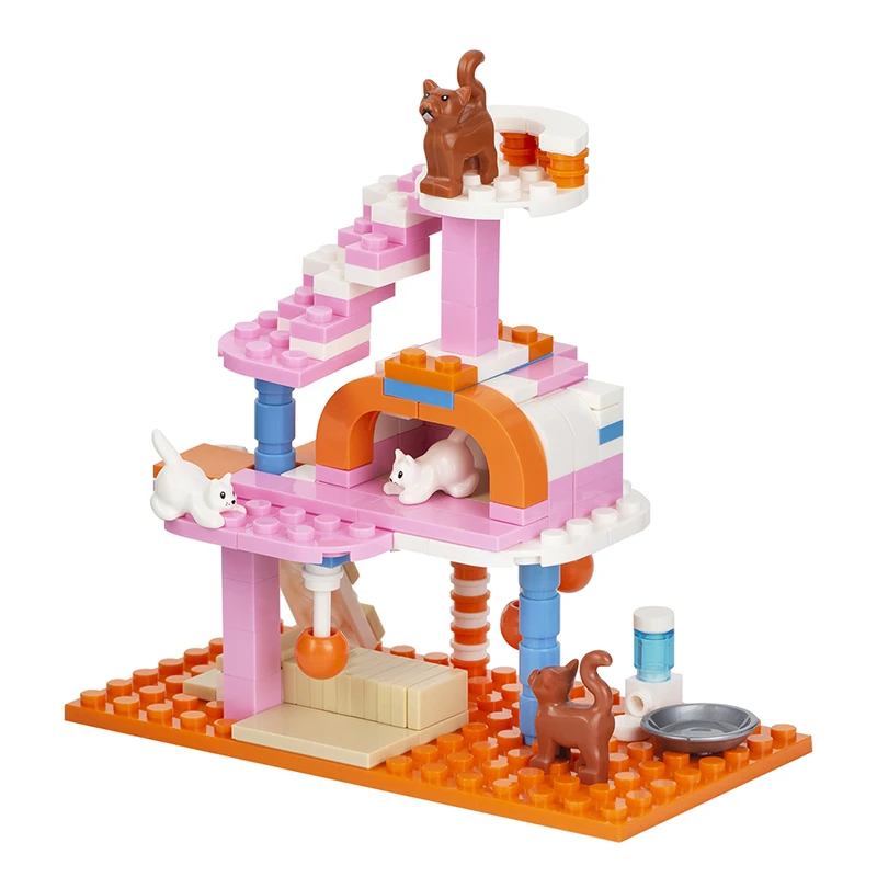 MOC1023 Cat Tower 155 шт. кубики MOC набор игрушек для девочек Kawaii Animal DIY части модель