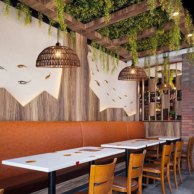 Новейшие плетеные подвесные светильники в японском стиле из пеньковой веревки B