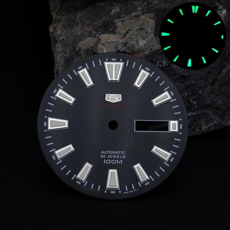 28.5mm Watch Dial C3 Green Luminous Fit NH35 NH36 7S26 7002 Movement For Seiko SKX007 SKX009 Turtle Abalone Dive Watch Accessori