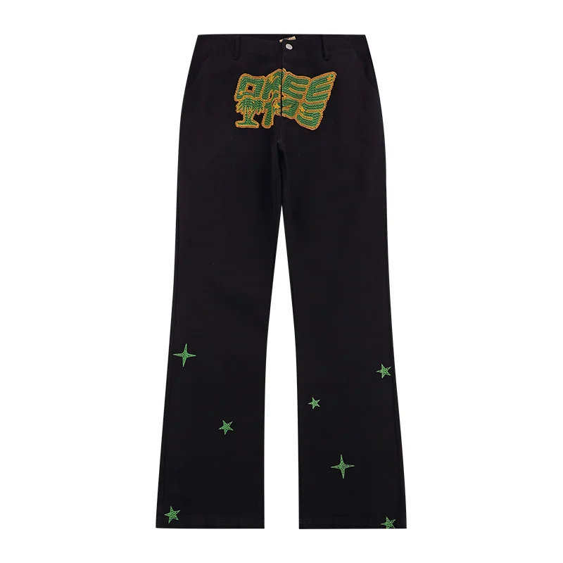 Four Seasons Men's Jeans Letter Embroidered Text Pattern Straight Leg Wide Leg Pants Y2k Pants Men Streetwear Brand High Quality