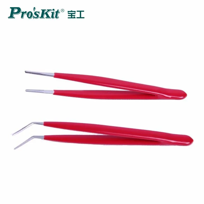 

Pro'skit 908-T301 Insulated Stainless Steel Tweezers Pointed /Elbow for DIY Hand Tools for Motherboard IC Chips Soldering