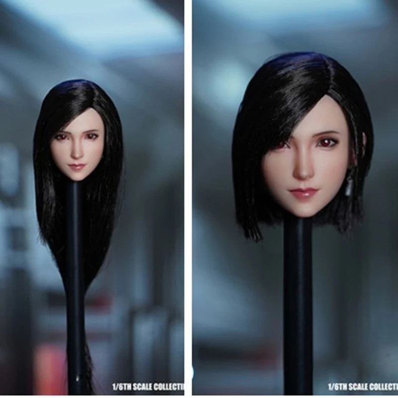 

1/6 Scale Female Head Carving Tifa Head Sculpt Model Fit 12 Inches Action Figure Body Dolls SDH032