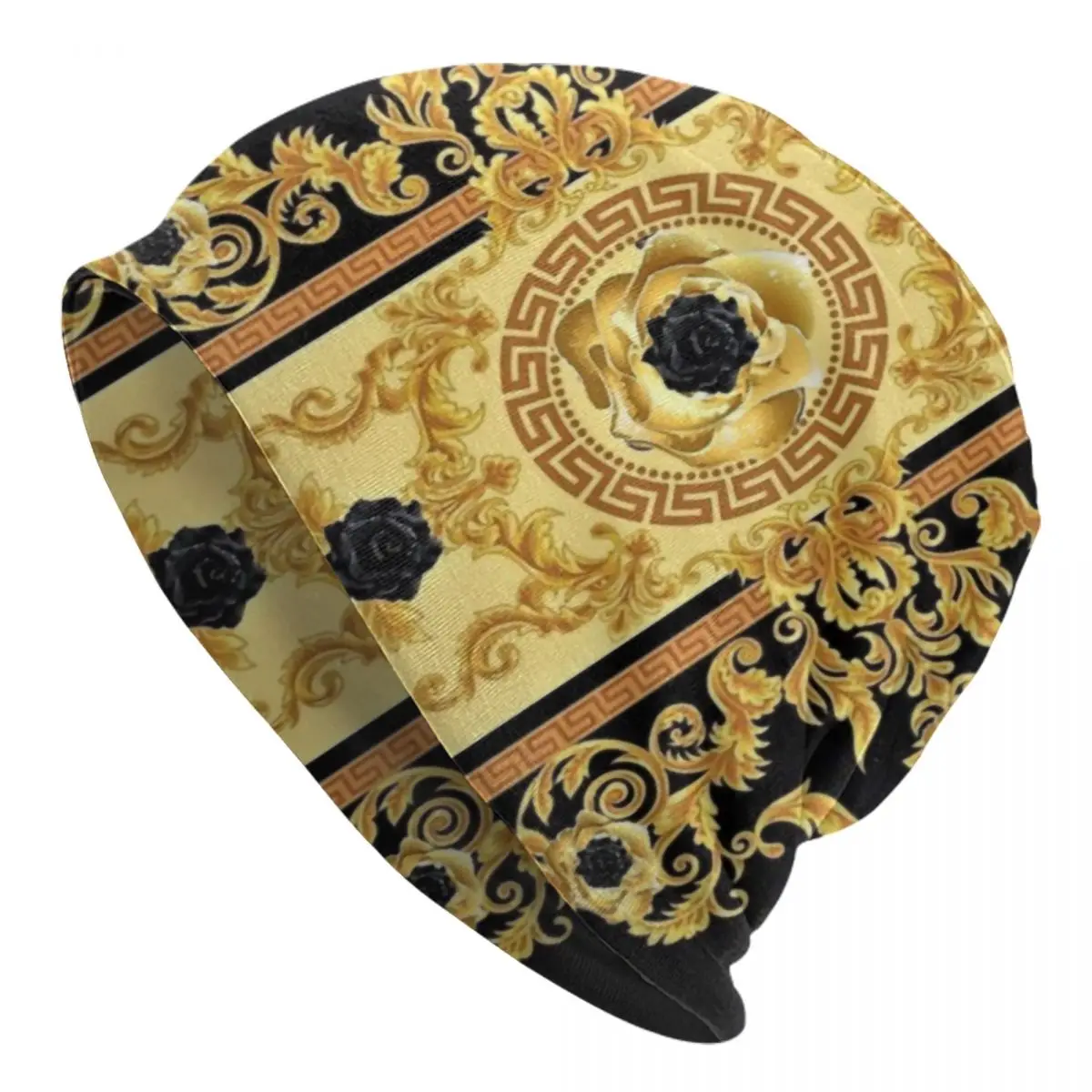 

Шапка-бини в стиле барокко, с цветочным принтом