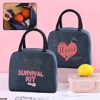 lunch bag kids food insulated cooler bags women thermal lunch box picnic portable canvas packet nurse print handbag organizer