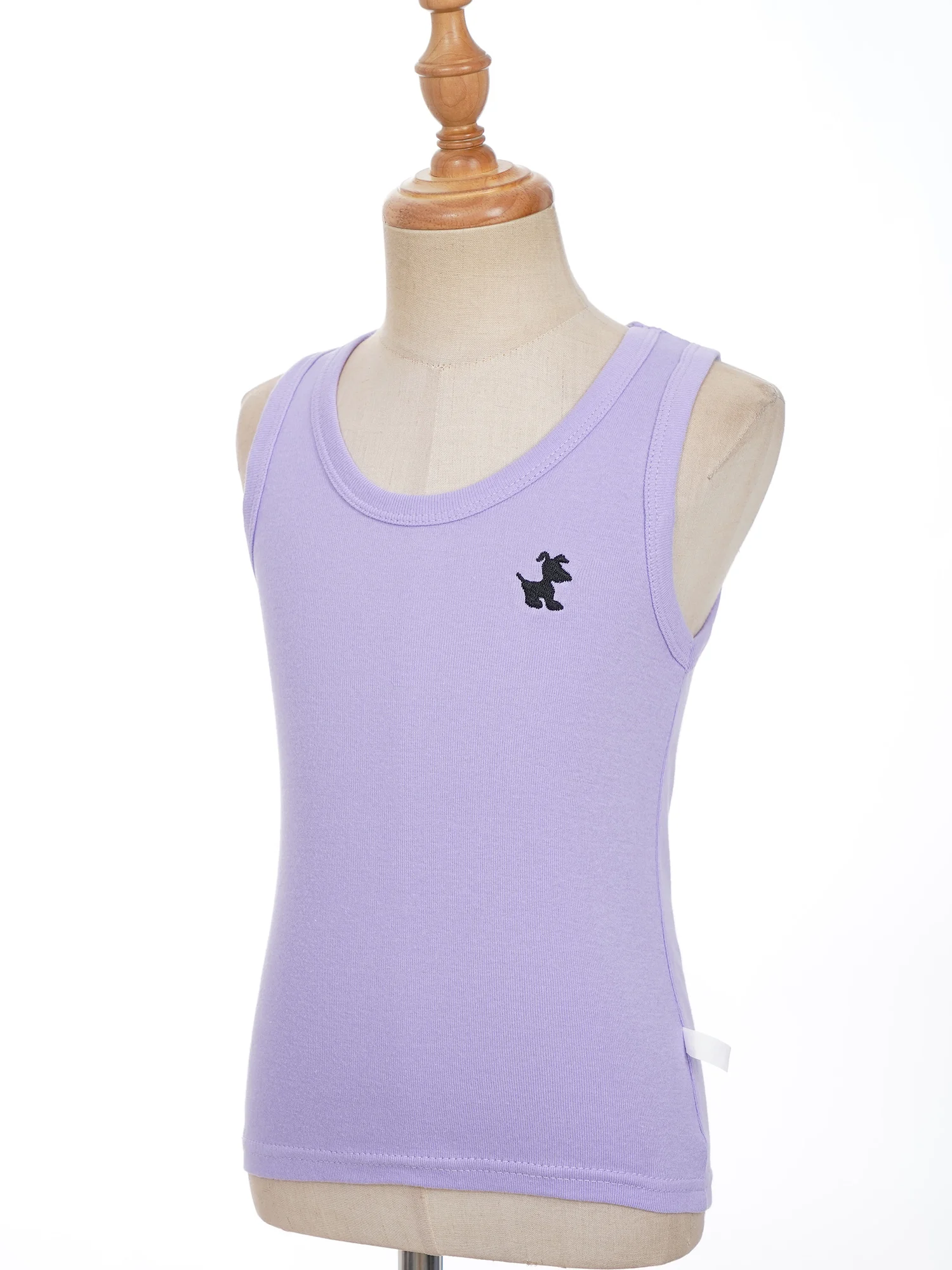 Летняя майка для девочек с вышивкой щенков Повседневная однотонная