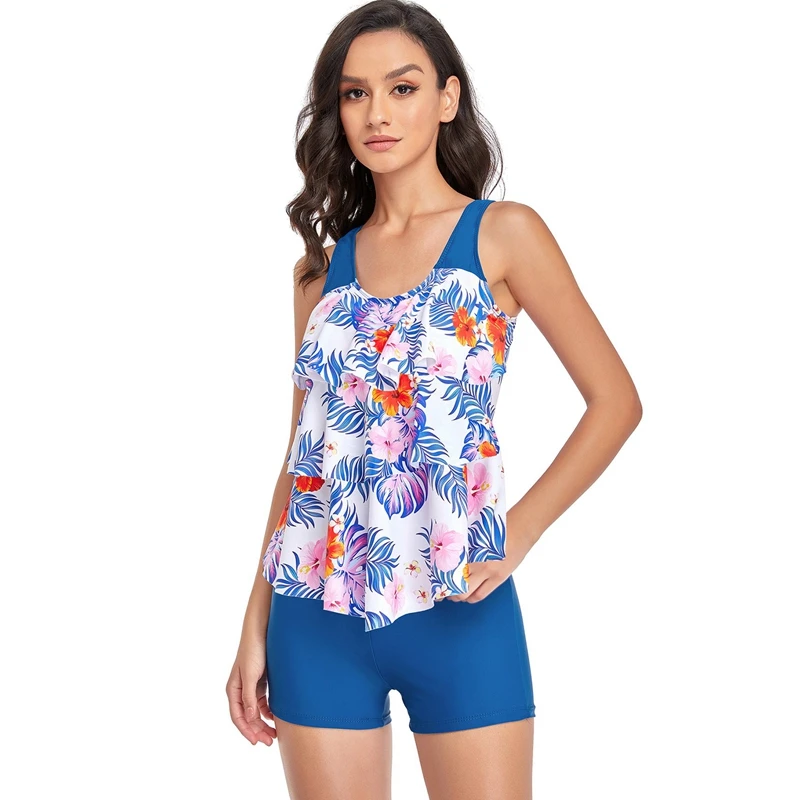 

New Skirt TANKINI Multicolor Lotus Leaf Women's Swimsuit