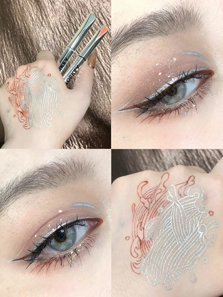 

Небольшая Серебристая подводка для глаз Colorkey с двойной головкой, жидкая подводка для глаз, водостойкая, трудно размазывать и придать стройности