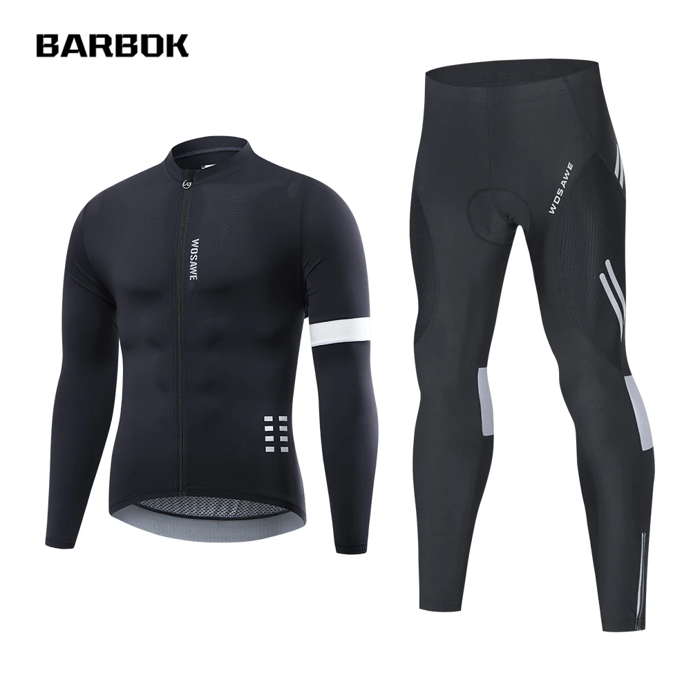 

WOSAWE Men Autumn Cycling Jersey Bike Shorts Cycling Suit Sportswear Long Sleeve Jersey Clothing MTB Mountain Bicycle Clothes