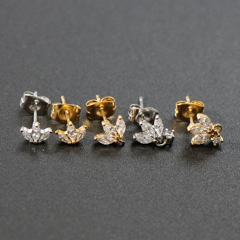 

Flower CZ Zircon Daith Conch Cartilaged Earrings Helix Piercing Ear Stud