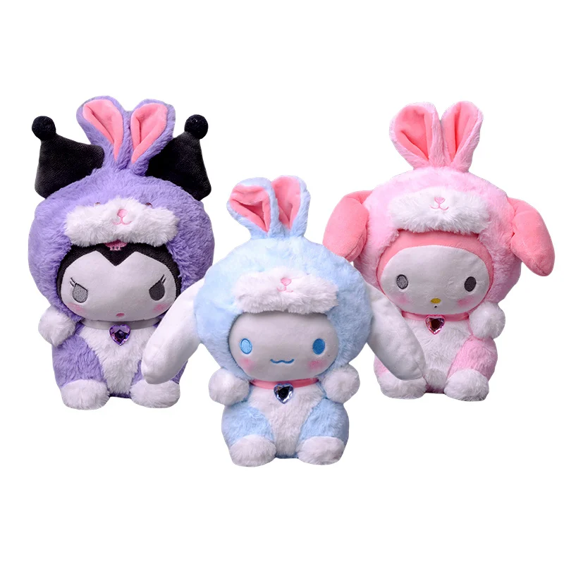 

Japan Sanrio Cartoon Kawali Cute Kuromi My Melody Cinnamoroll Pillow Plush Toys Soft Stuffed Dolls for Kids Birthday Gifts