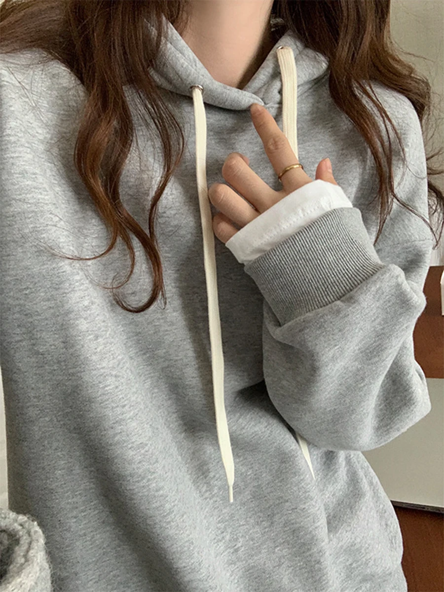 

Однотонный простой свитшот, женские модные пуловеры с капюшоном на осень и зиму, топы, одежда, Повседневные Классические женские свитшоты ...