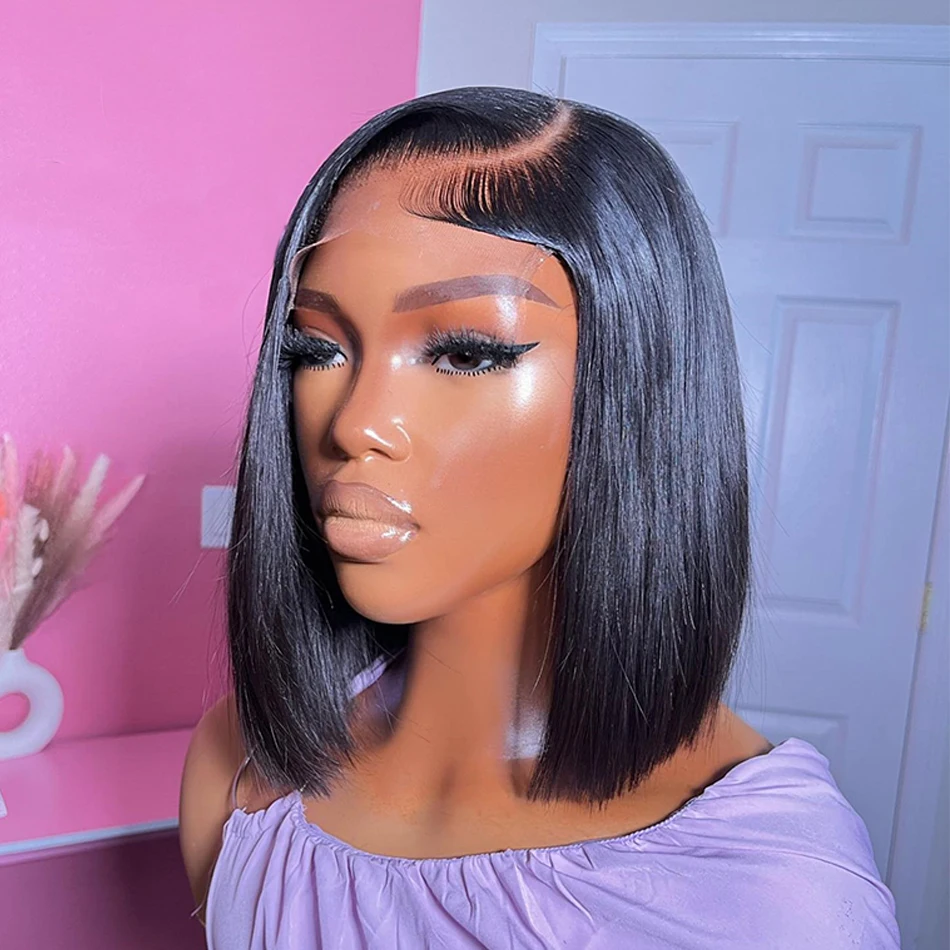 Bone Straight Bob Wig 13x4 Парики из натуральных волос на кружеве для женщин Короткий парик