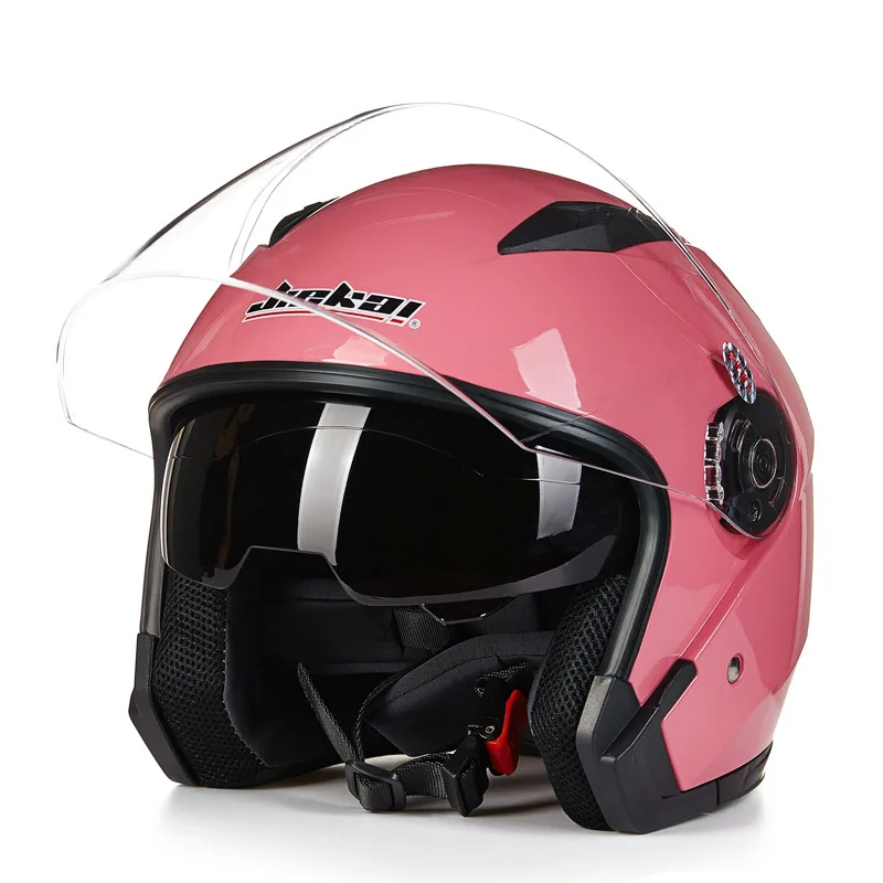 Enlarge New arrival JIEKAI double lens motorcycle men women helmet 3/4 increase windshield helmet top quality for Riding