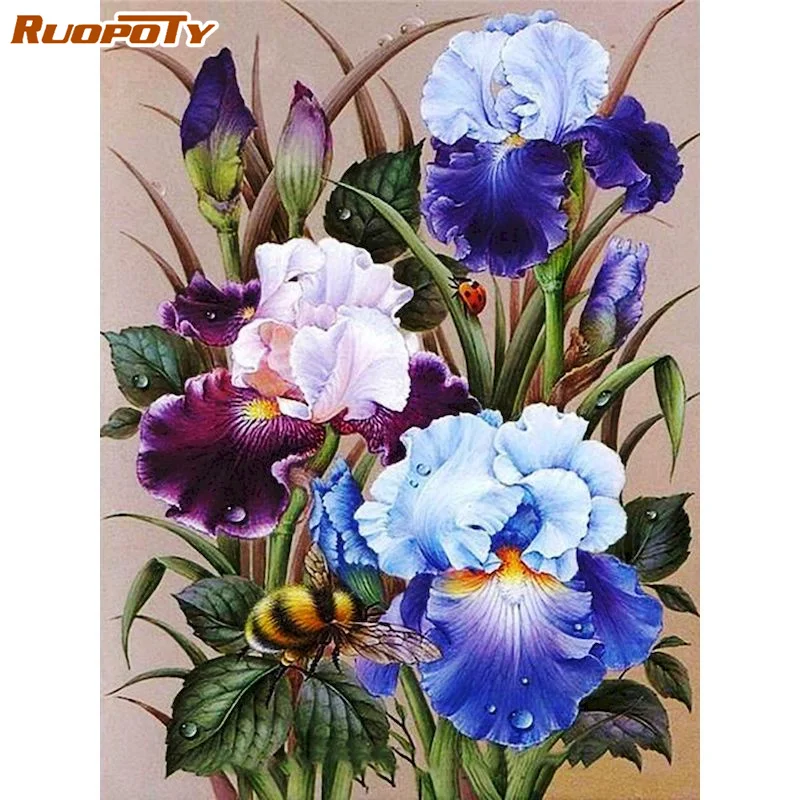 

RUOPOTY 5D алмазная Цветочная мозаика Стразы DIY Бриллиантовая фотография квадратная картина домашний декор