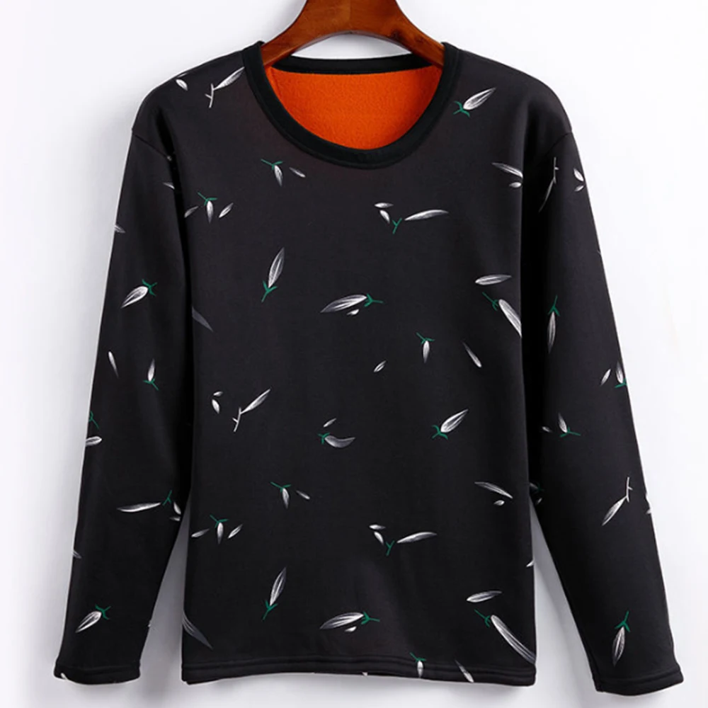 

Clothes Mens Thermal Shirt Long Sleeve Loose Fit Plus Velvet Printed Thermal Underwear Tops Thickened Undershirt