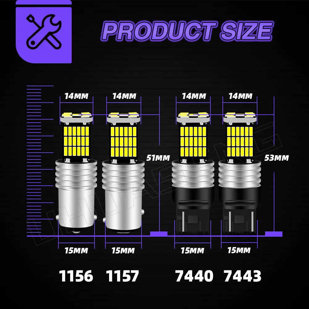 Фото UHUASENG 1x T20 P21W T15 автомобильная светодиодная лампа W16W 1156 1157 7440 7443 BA15S S25 BAY15D WY21W задний тормоз W21W сигнал поворота №4
