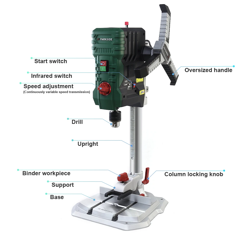 ALLSOME 950W 1.5-13mm Chuck Variable Speed Drill Press Electric Bench Drilling Machine With Laser Focus Quick Vise Punch Tool - купить по