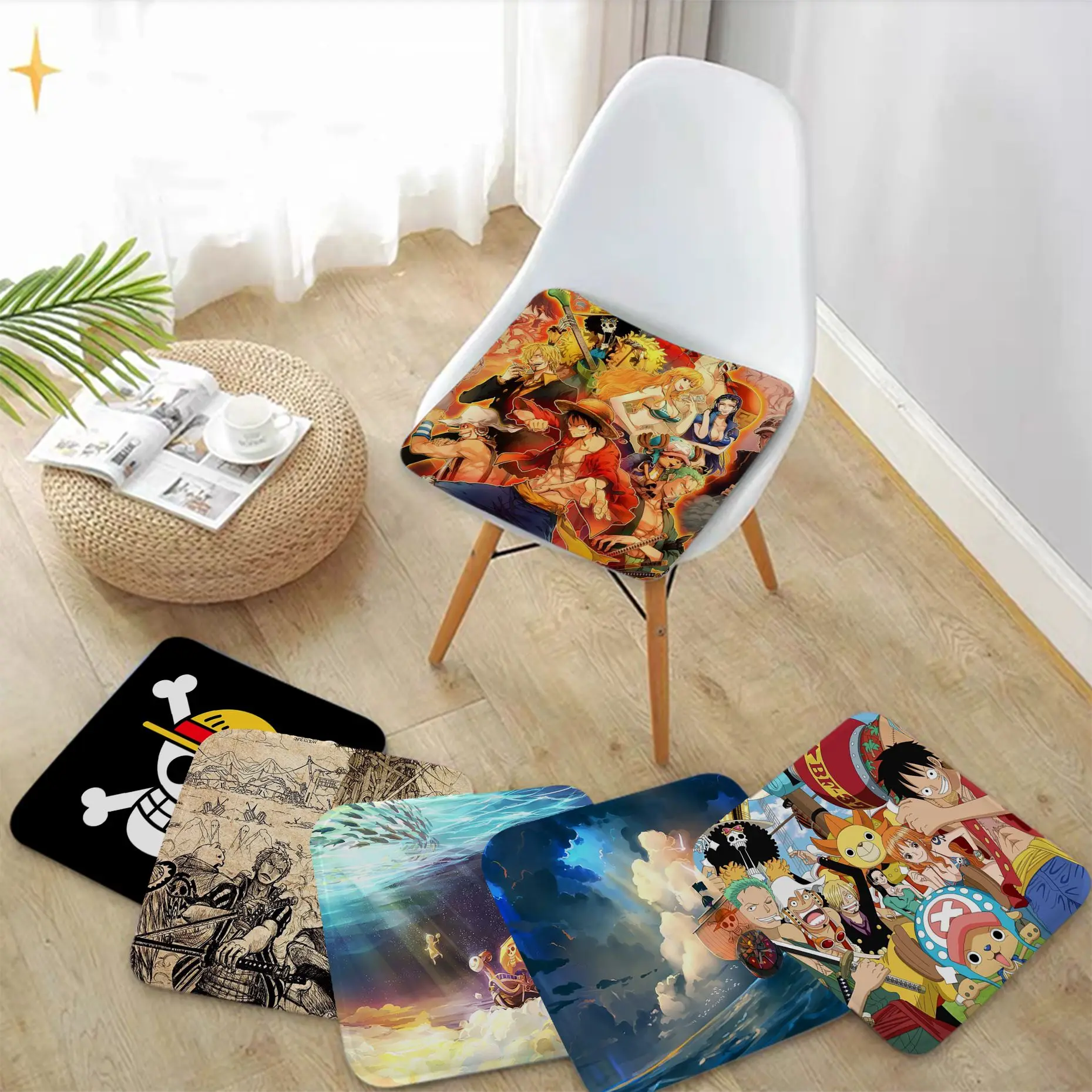 

BANDAI One Piece Decorative Seat Cushion Office Dining Stool Pad Sponge Sofa Mat Non-Slip Buttocks Pad