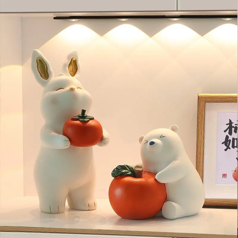 

Year of The Rabbit Rabbit Ornament Living Room Desktop TV Cabinet Entrance Home Soft Decoration Holiday Gifts Desk Decoration