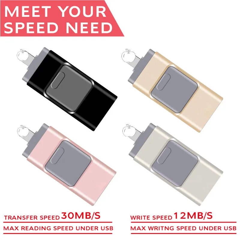Usb флэш-накопитель для iPhone 14 13 12 6/6s/6plus/7/7plus/8/X Usb/Otg/Lightning 4 в 1 iOS внешние устройства