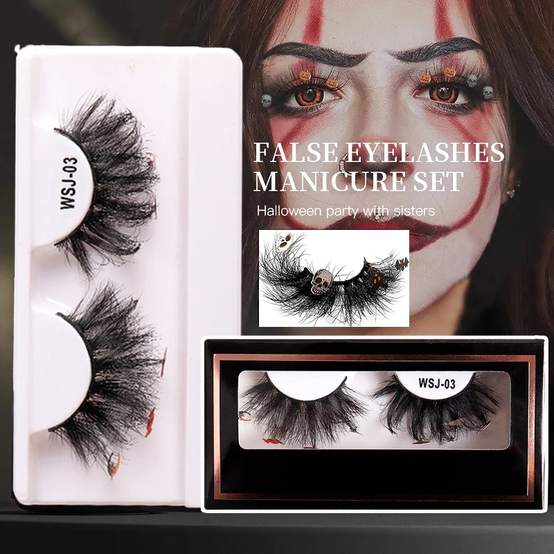 

Halloween Lashes Exaggerated DIY Party Eyelashes False Eyelashes Messy Cross Wispy Fluffy Lash Extension Multilayer Reusable