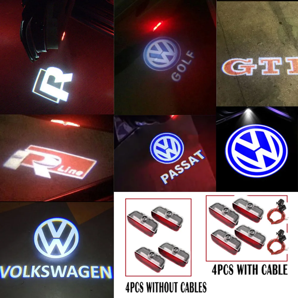 

4X LED Car Door Logo Projector Light Accessories For VW Passat B6 B7 B8 B9 CC Golf 5 6 7 Touareg Tiguan Sharan Jetta MK5 MK6 MK7