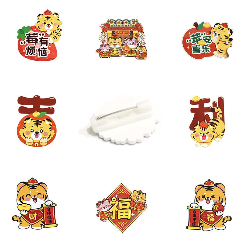 

Trendy Badges Pins Epoxy Resin Cartoon Bright Tiger Shape Acrylic Brooches Accessories Decoration Gifts Handmade Jewelry FLH454