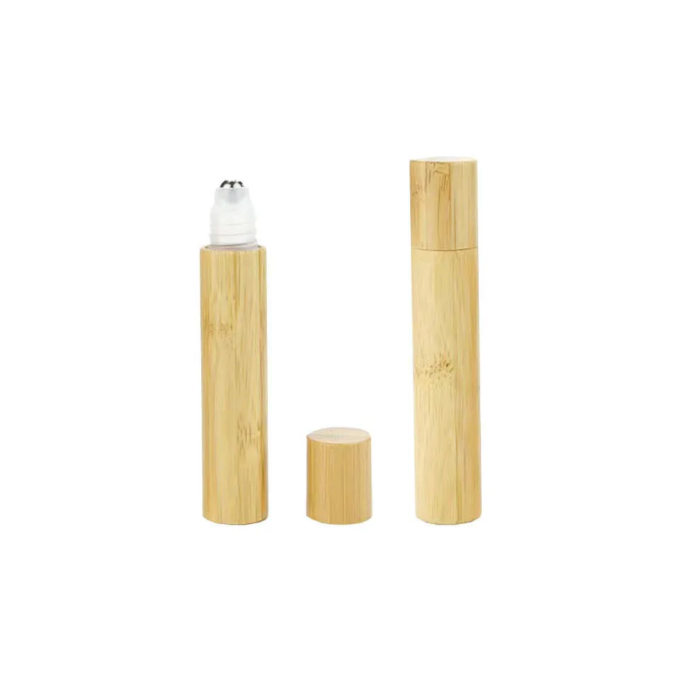 

5/10Pcs Eco-friendly Bamboo 15ml Empty Perfume Essential Oil Eye Message Roll On Bottle with Steel Ball Plastic Liner for Travel