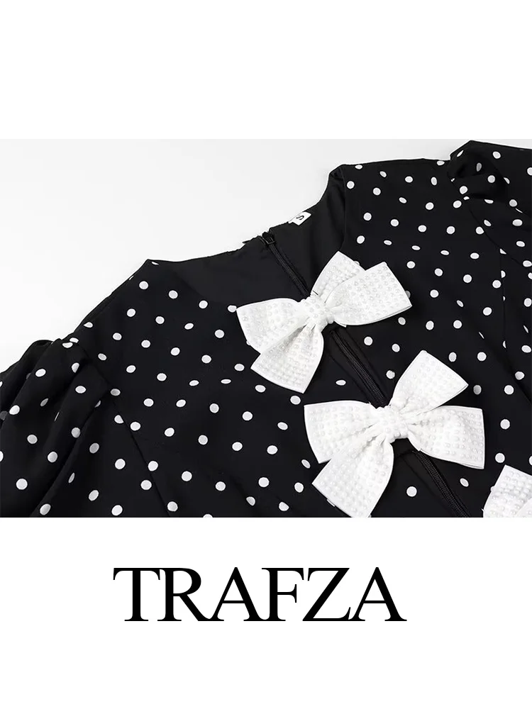 TRAFZA женские летние модные платья однотонные с короткими рукавами и бантом в