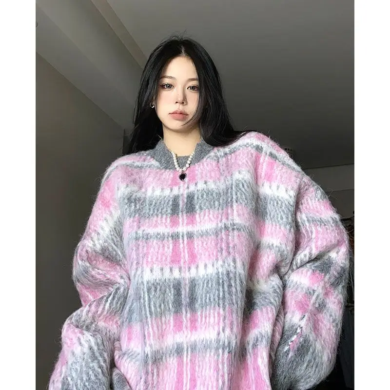 

Winter Warm Knitted O Neck Sweater Women 2023 Korean Elegant Basic Pullovers Ladies Loose Soft New Green Female Clothing D188