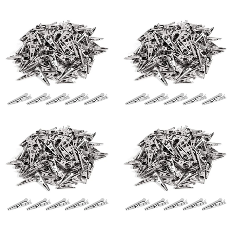 

400PCS 1.06IN / 27Mm Mini Metal Alligator Clips, Crocodile Clamps Silver Tone Nickel Plated Test Line Spring Clamps.