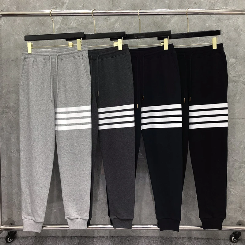 TB THOM Men's Pants Korean Fashion Brand Sweatpants Classic Cotton 4-Bar Stripes Trousers Casual Sports Streetwear Trouser
