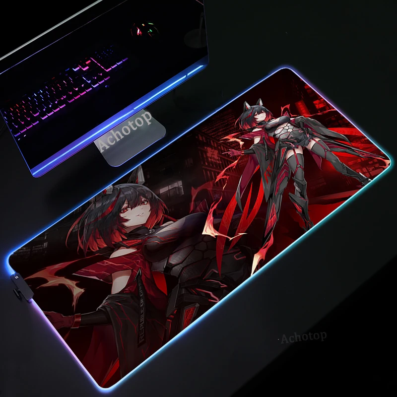 genshin impact anime mouse pad pc gamer rgb computer laptop led keyboard mouse mat xxl luminous large mousepad keyboard desk mat free global shipping