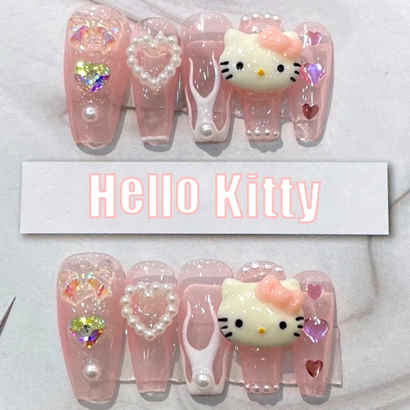 

Sanrio Hello Kitty Anime Pattern Nail Stickers Kawaii Nail Stickers Nail Patch for Women Strong Sticky Diy Waterproof